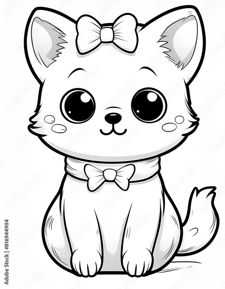 Picture of a cute cat used as an illustration in a coloring book. Picture of a cute cat used as an illustration in a coloring book.