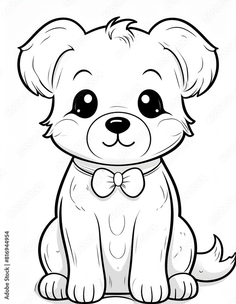 Fototapeta premium Picture of a cute dog used as an illustration in a coloring book.