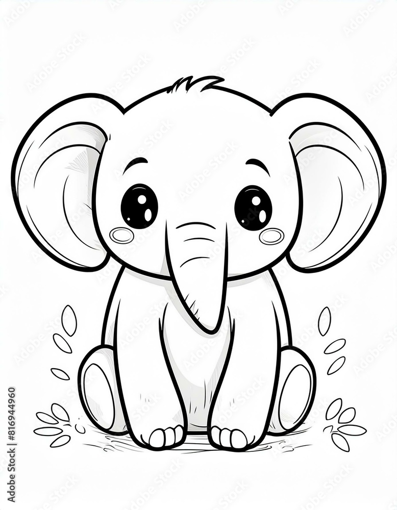 Picture of a cute elephant used as an illustration in a coloring book. Picture of a cute elephant used as an illustration in a coloring book.