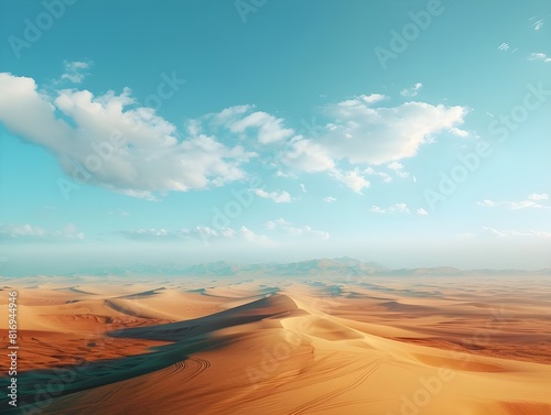 Vast Desert Landscape with Rolling Sand Dunes Ai generated