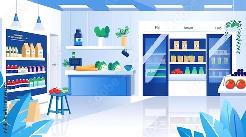 Design a modern grocery store interior