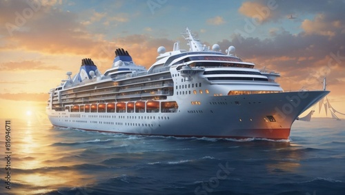 cruise ship in the sea Generated Ai