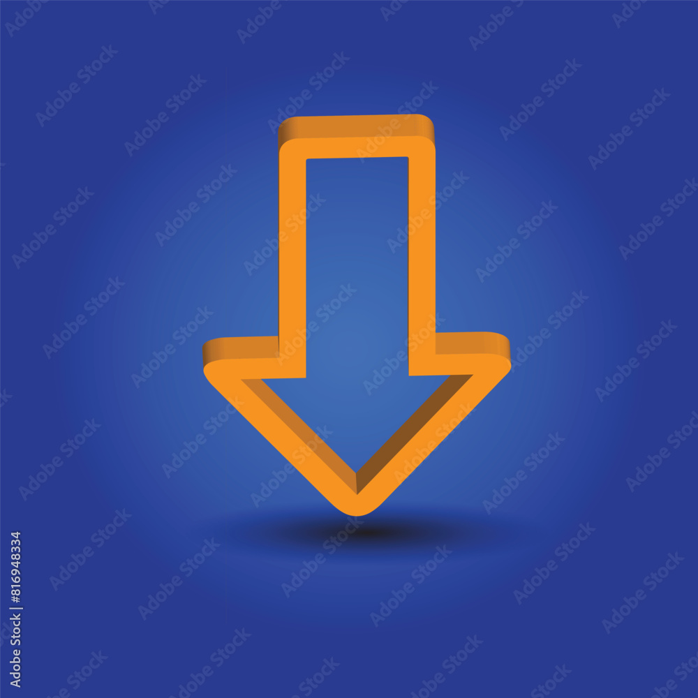 down arrow and neutral white background. 3D illustration down arrow and neutral white background. 3D illustration
