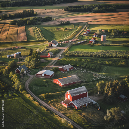 Canadian agriculture field and barn scene