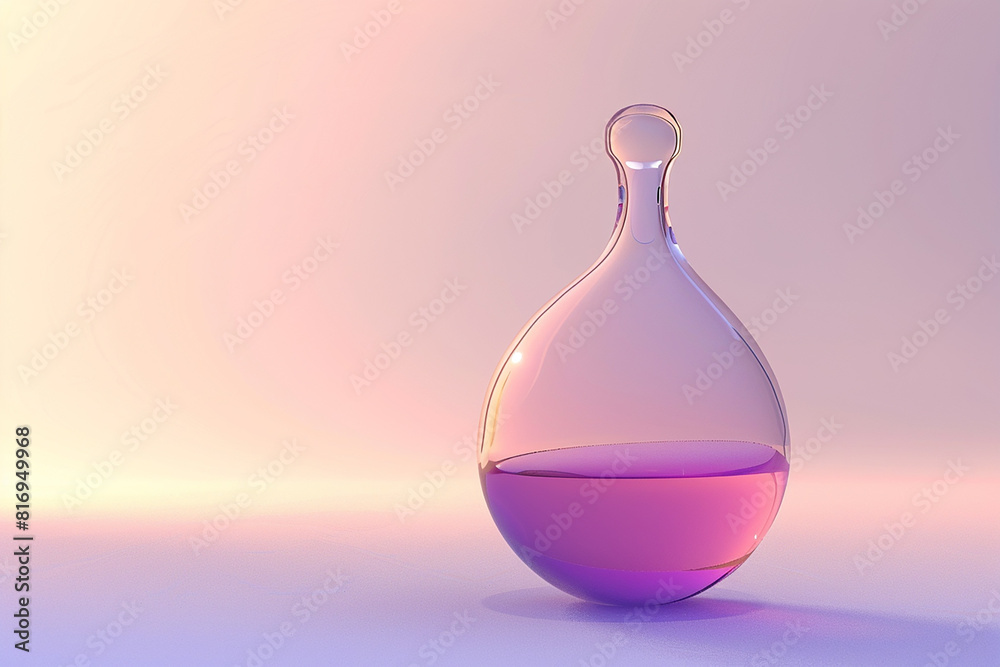 A glass bottle with a purple liquid inside A glass bottle with a purple liquid inside