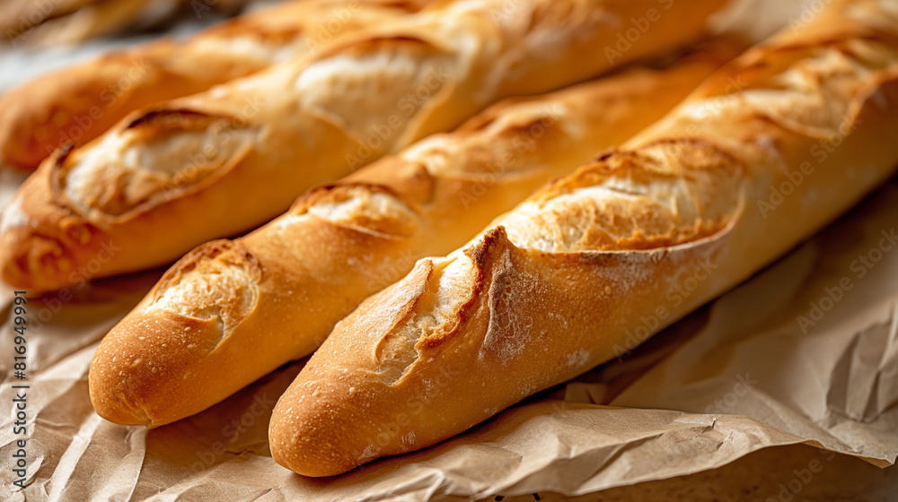 baguettes on a piece of brown parchment paper.