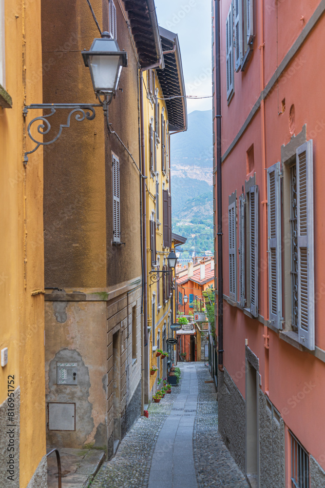 Fototapeta premium Typical street in Bellagio on Lake Como in Italy