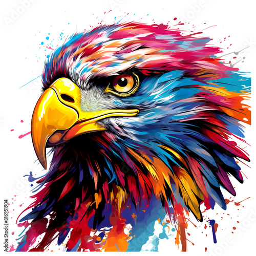 Eagle. An eagle with sharp eyes and a strong beak. Abstract eagle symbol. Bright watercolor.