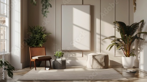 Minimalist Entryway with Statement Poster Frame and Natural Accents © Intelligent Horizons
