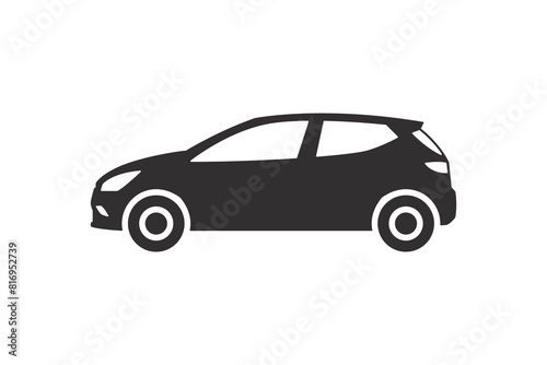 Simple car icon isolated on a white background © Rajob