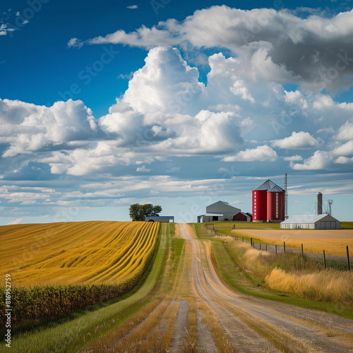 Canadian agriculture field and barn scene