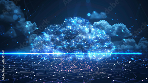 Digital Cloud Networking Concepts in Modern Design In Blue Theme photo