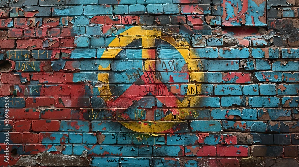 brick wall with a piece of street art that has been used to promote ...