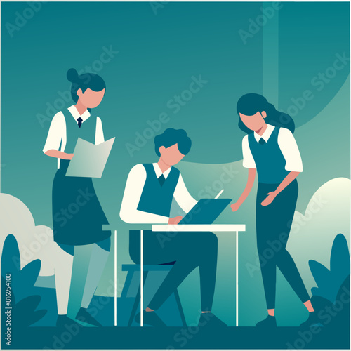A captivating illustration of three focused students immersed in their books