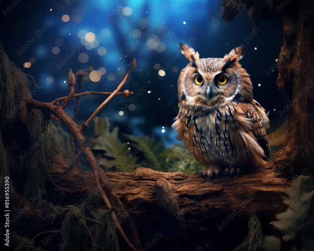 Develop a series on the wildlife that is often associated with spooky legends, like owls and wolves, under the moonlight Copy space theme in natural mythology, whimsical composite of nocturnal animals Develop a series on the wildlife that is often associated with spooky legends, like owls and wolves, under the moonlight Copy space theme in natural mythology, whimsical composite of nocturnal animals