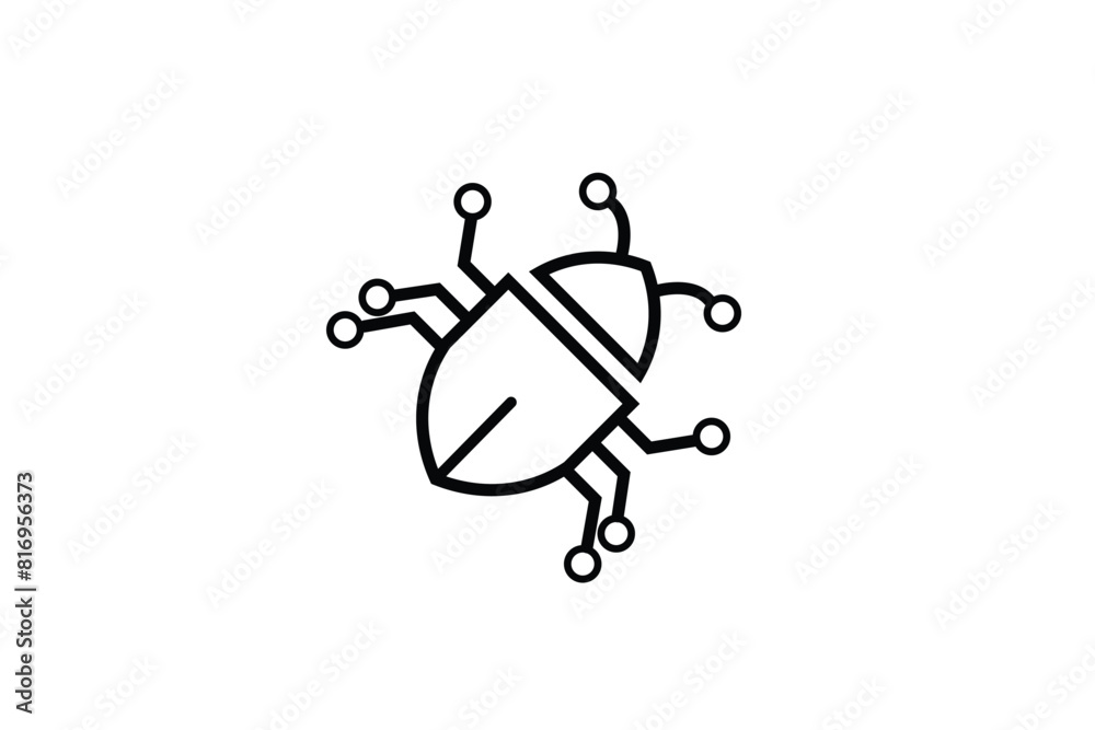 Computer virus , simple bug icon or malware. Black icon on white background