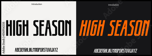 Condensed vector font bold and tall. Alphabet font with bold and italic font style.