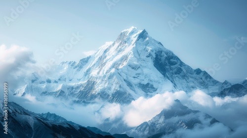 Snowy Mountain Peak With Clouds