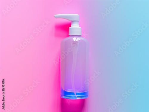 Efficient moisturizing pump bottle top view Efficient cream dispensing Futuristic tone Complementary Color Scheme