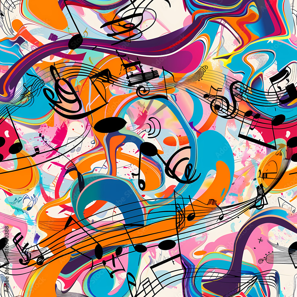 Fototapeta premium Abstract Classical music hand drawn doodle banner cartoon vector image