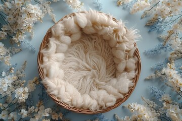 Digital background for newborn photos - dreamy background with bed