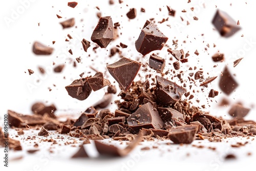 Chocolate pieces falling professional advertising food photography