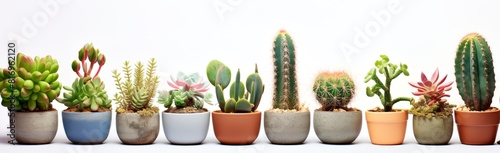 banner various types of miniature cactus pot rew on plant market wooden background shelf mexican floral botany desert plants succulent