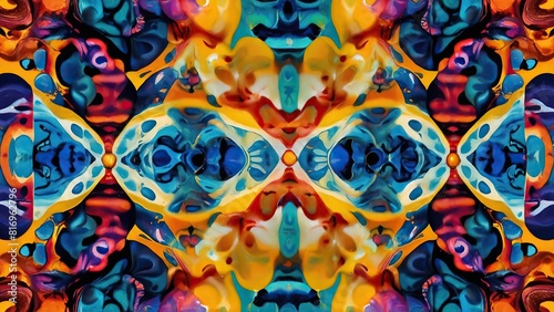 Optical illusion with vibrant layered colorful liquid abstract art