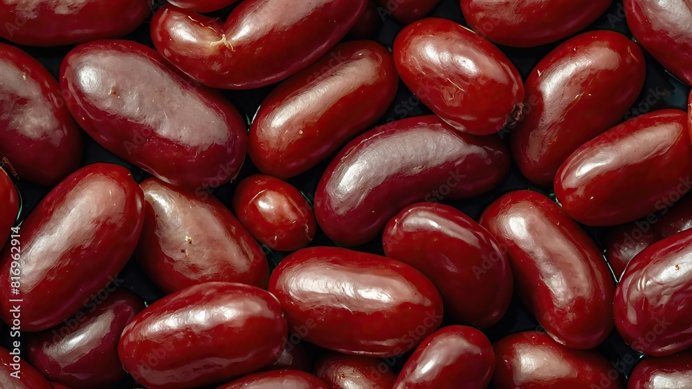 Macro shots of kidney beans showcasing their distinct texture and deep red color Macro shots of kidney beans showcasing their distinct texture and deep red color