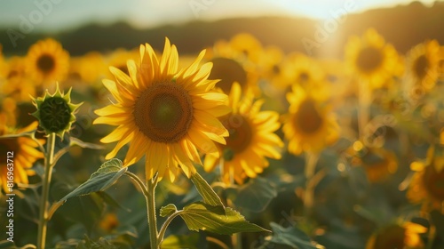 Sunflowers field for summer and nature themed designs © Yusif