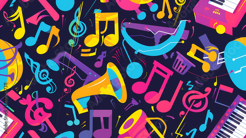 Abstract Classical music hand drawn doodle banner cartoon vector image