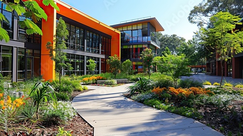 school building with a vibrant and welcoming atmosphere, showcasing the importance of creating a positive and supportive learning environment for all students.stock image
