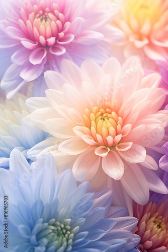 Soft Pastel Colored Chrysanthemum Flowers