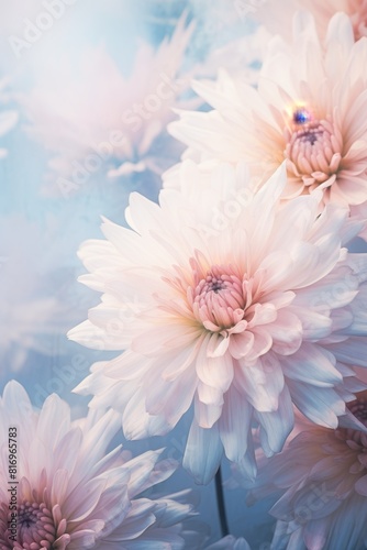 Soft Pastel Colored Chrysanthemum Flowers