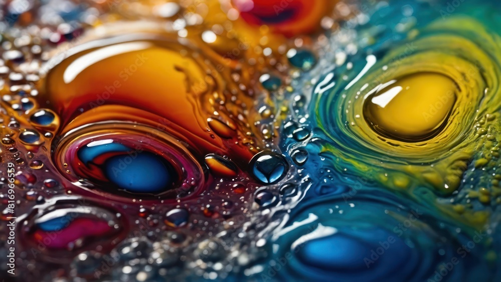 Fototapeta premium A colorful close up of dynamic liquids in seamless transformation