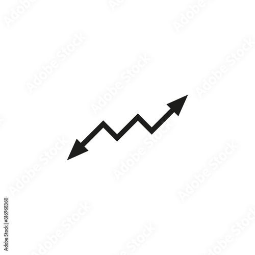 Dual corner arrow. Thin long angular double ended arrow. Vector illustration on white background. Flat style and design.