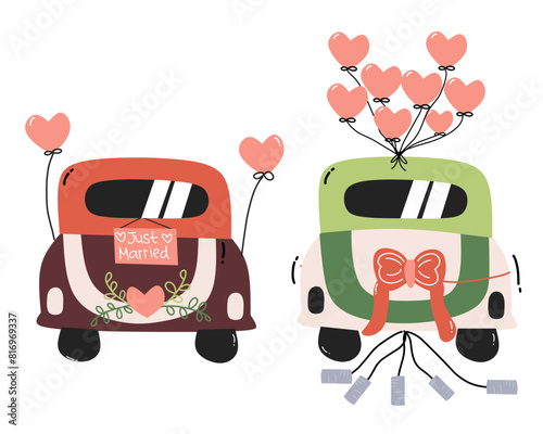 Set of wedding car vector 