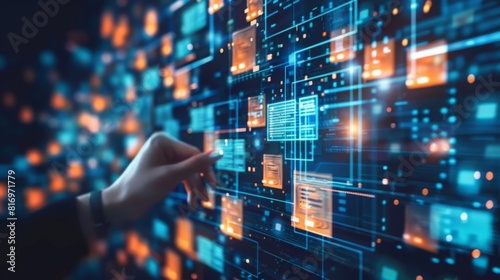 Wallpaper Mural Create a dynamic image of digital documents exchanging between stakeholders in the supply chain, symbolizing the seamless flow of information facilitated by EDI technology Torontodigital.ca