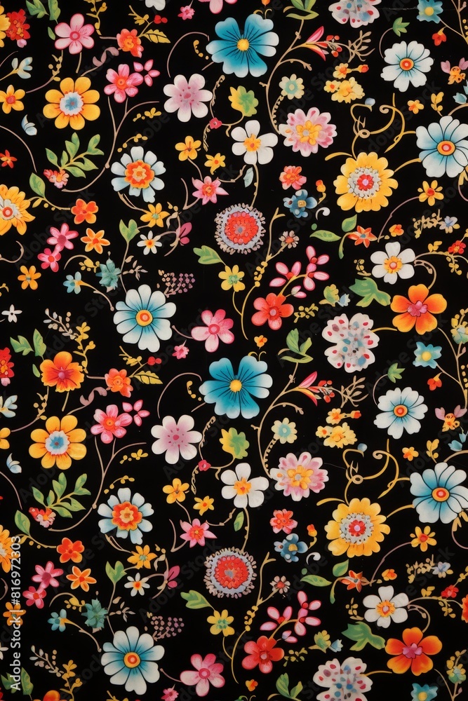 Long Pattern On Black Fabric