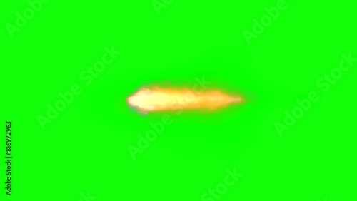 Rocket fire and smoke trails on green screen animation.