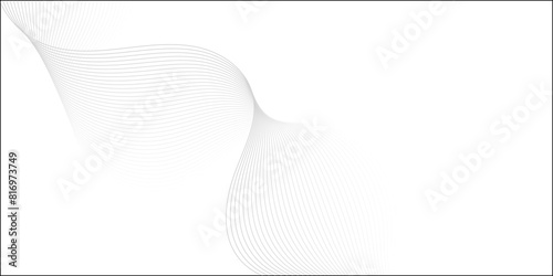 Abstract grey wave lines on transparent background. Technology, data science, geometric border pattern. Isolated on white background.