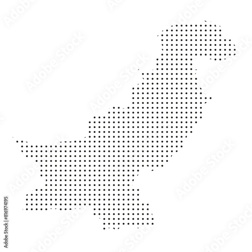 Black and white dot map of Pakistan
