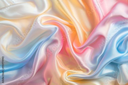 Vibrant Multicolored Silk Fabric Background with Smooth Waves and Soft Texture