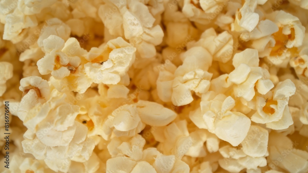 Popcorn falling on bucket, top down shot Popcorn falling on bucket, top down shot
