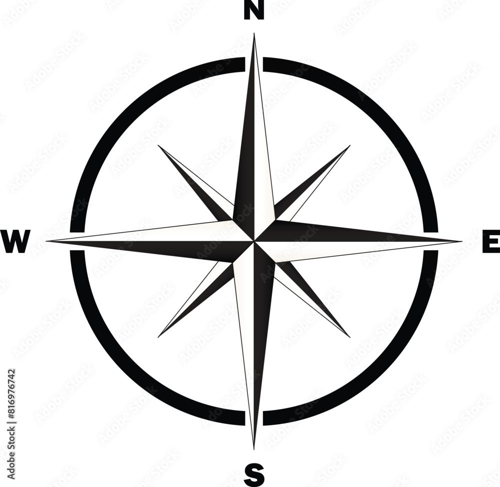 Magnetic Compass vector, Compass north and south direction, travel guide, Compass highlight Magnetic Compass vector, Compass north and south direction, travel guide, Compass highlight