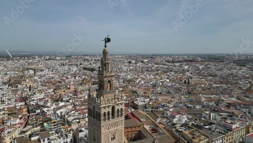 Aerial view of Seville with Giralda Tower dominance photo