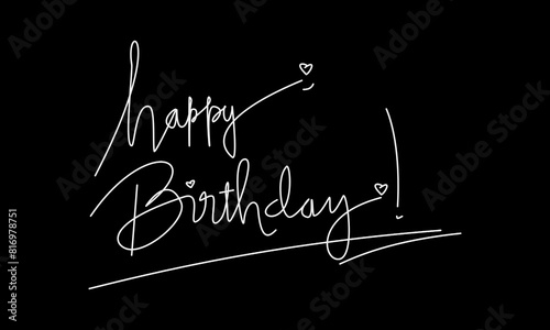 happy birthdray on blackboard hand writting style