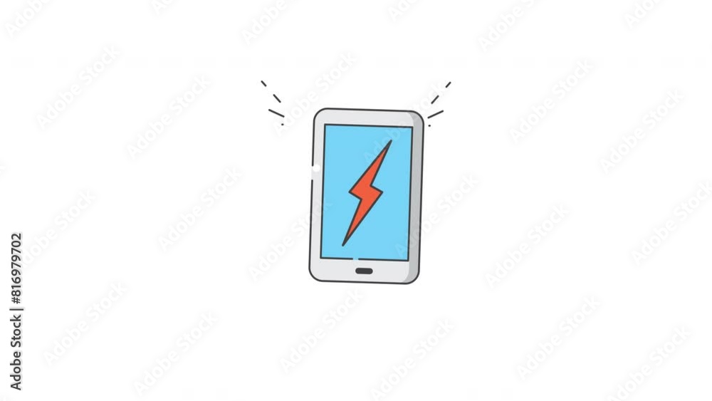 Animated Illustration of Closeup of a cell phone displaying a lightning symbol on the screen. Perfect for technology and mobile communication concepts. Animated Illustration of Closeup of a cell phone displaying a lightning symbol on the screen. Perfect for technology and mobile communication concepts.