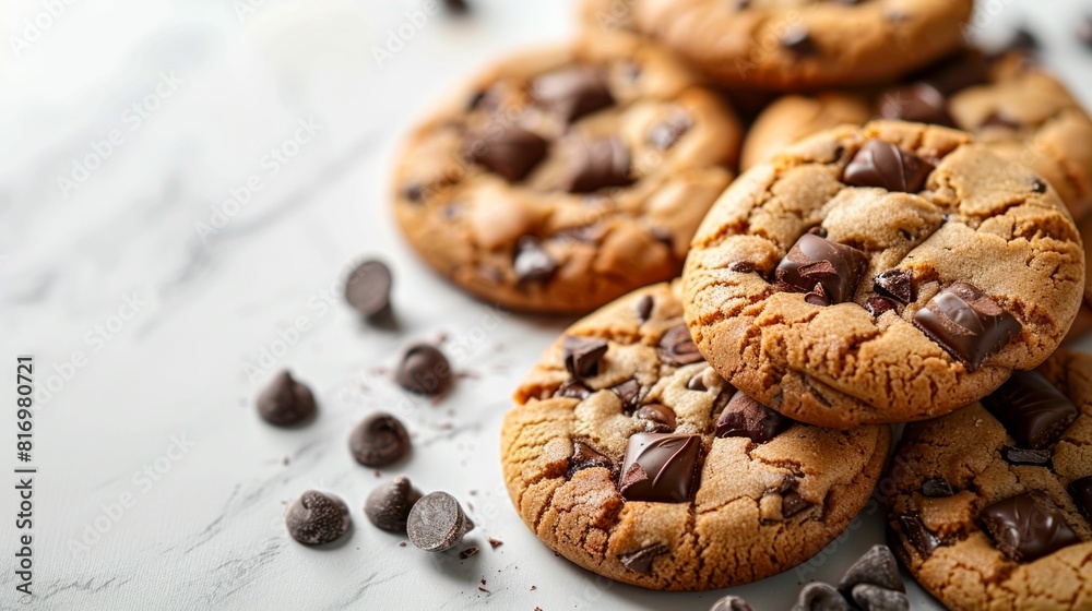 Chocolate Chip Cookies on White Background. Generative ai Chocolate Chip Cookies on White Background. Generative ai