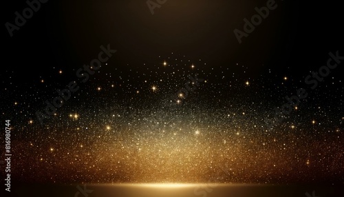 Golden Sparkling Glitters on Black Background